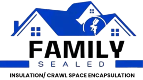 Blue logo with house silhouettes and the words 