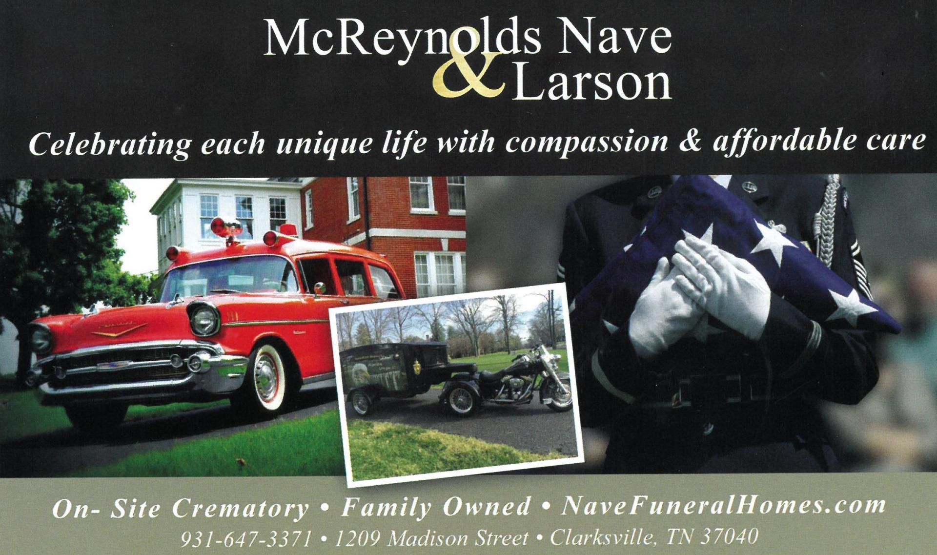 Advertisement for McReynolds-Nave & Larson Funeral Home