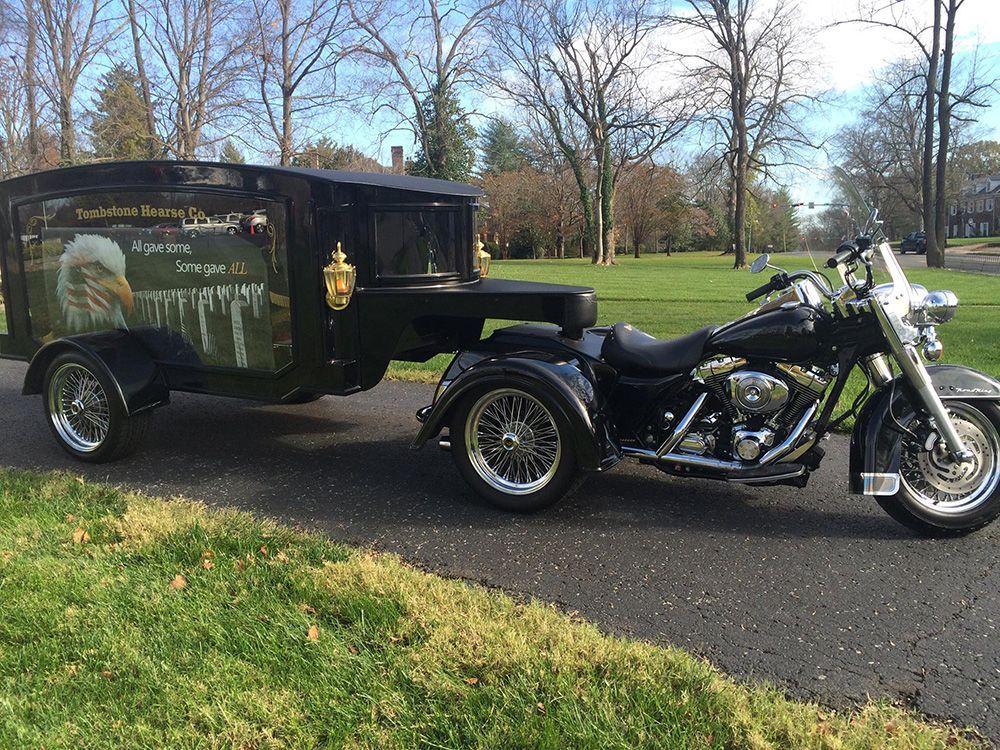 Motorcycle hearse at McReynolds-Nave & Larson Funeral Home in Clarksville, TN.