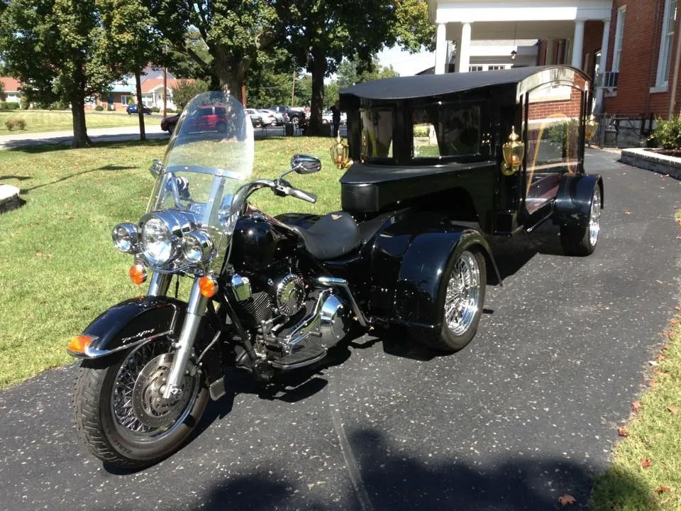Motorcycle hearse McReynolds-Nave & Larson Funeral Home in Clarksville, TN.