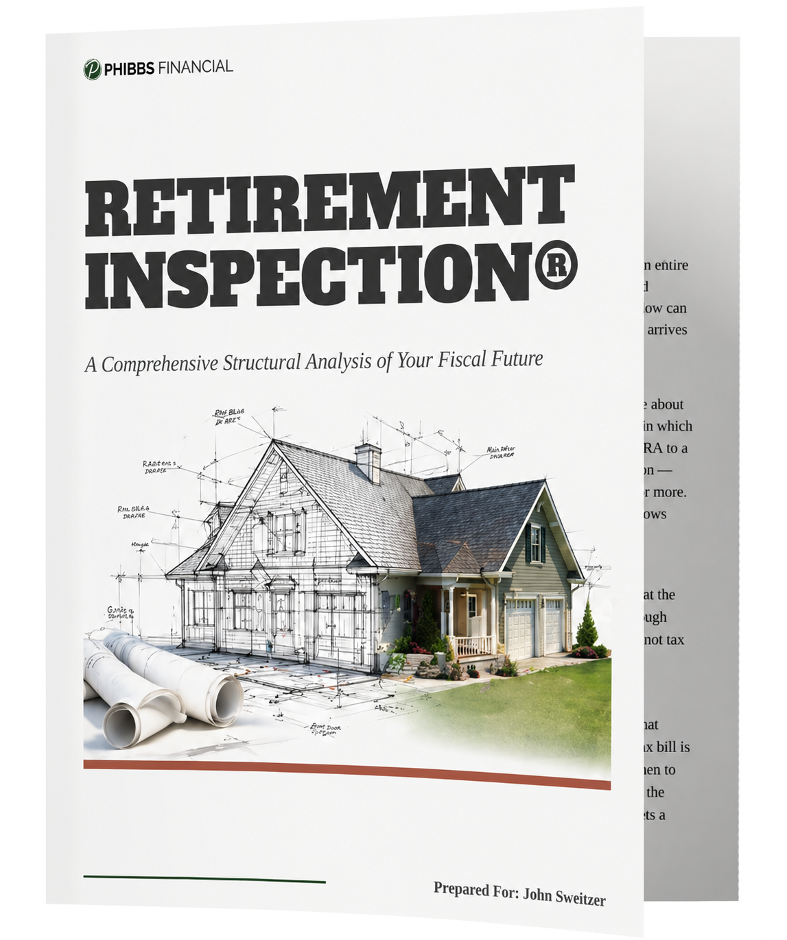 Book cover titled “Retirement Inspection” with a house illustration and blueprint-style background.