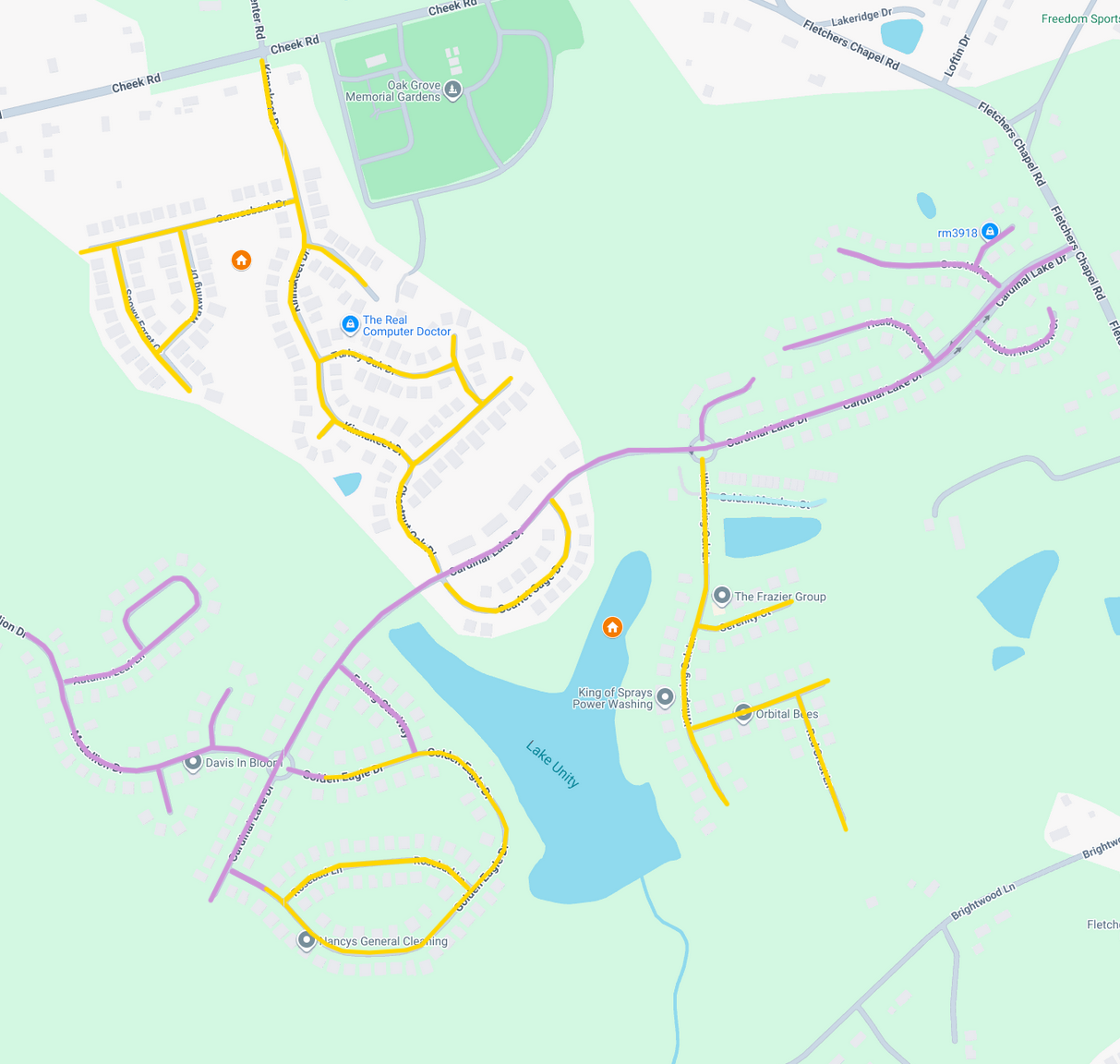 Cardinal Lakes and Cardinal Oaks neighborhood map