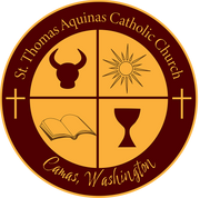 St. Thomas Aquinas Church Logo deep red yellow seal