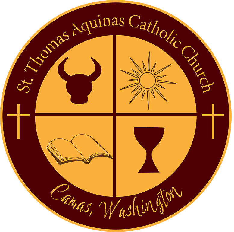 St. Thomas Aquinas Church Logo deep red yellow seal