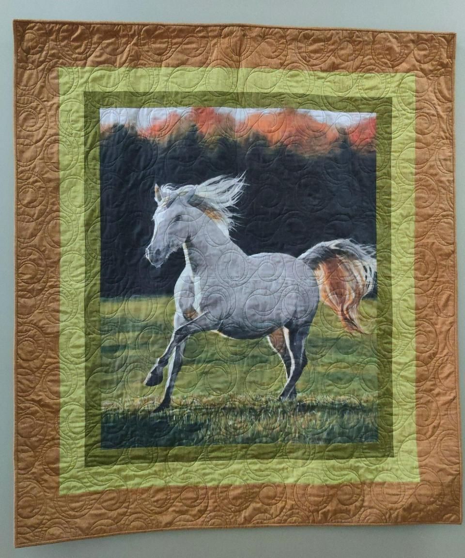 A Quilt with A Picture of A Horse Running in A Field — Stitch 2340 In Dubbo, NSW