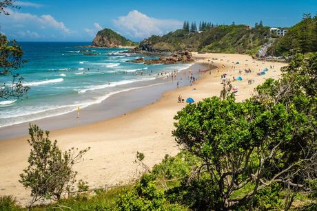 A Beach With a Lot of People on It and Trees in the Foreground — Stitch 2340 In Port Macquarie, NSW
