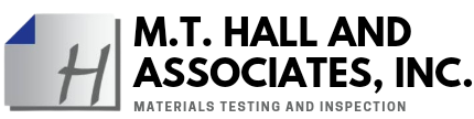 A logo for m.t. hall and associates , inc. materials testing and inspection.