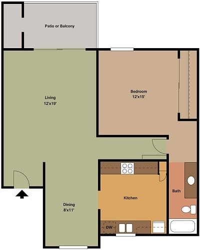 1 Bed | 1 Bath Floorplan