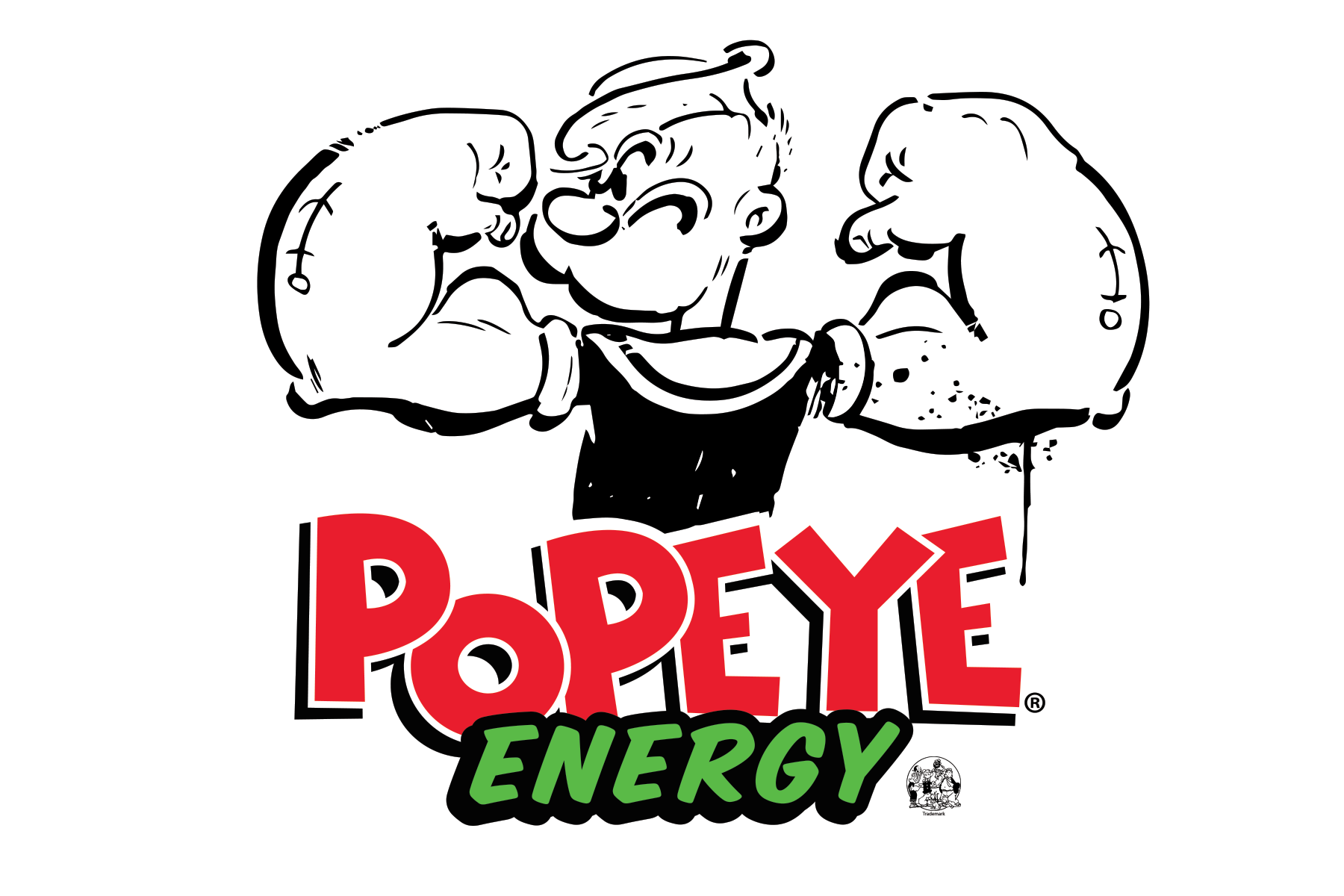 Popeye flexing, with 
