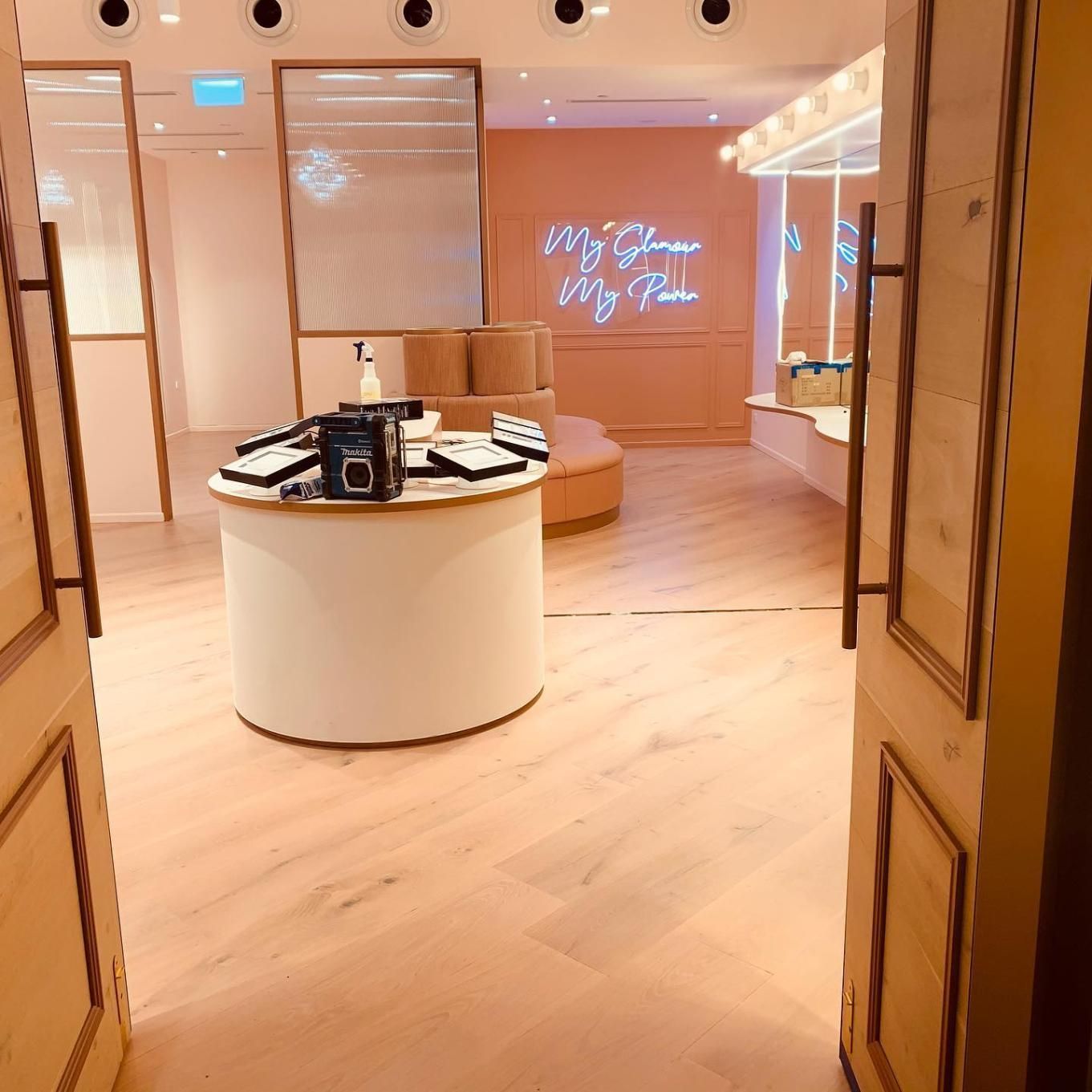 A Store With a Neon Sign That Says My Glow My Fall — Timberfection Queensland in Yatala, QLD