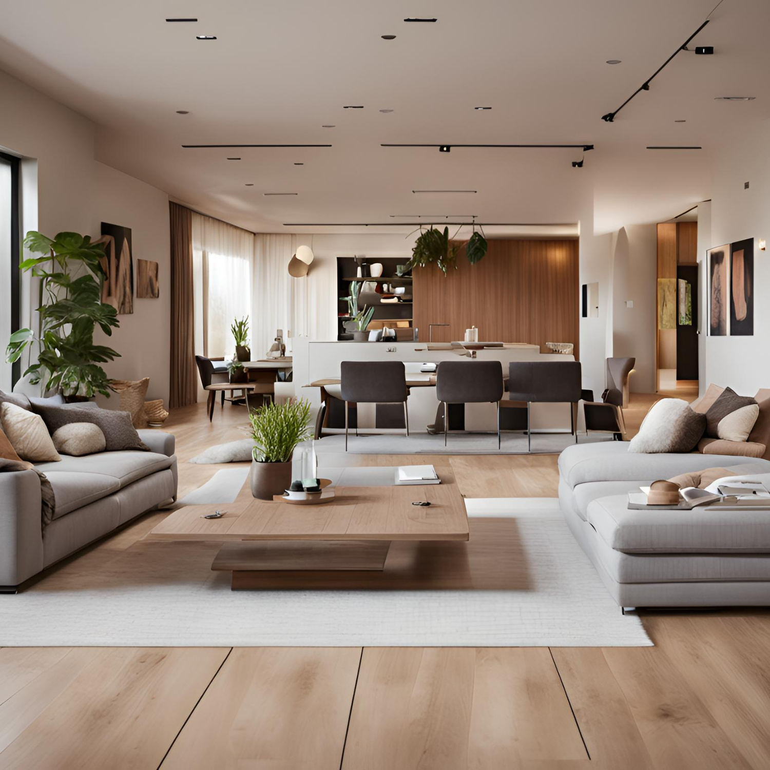 A living room with a couch and a coffee table