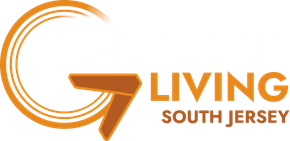 The logo for living south jersey is orange and white