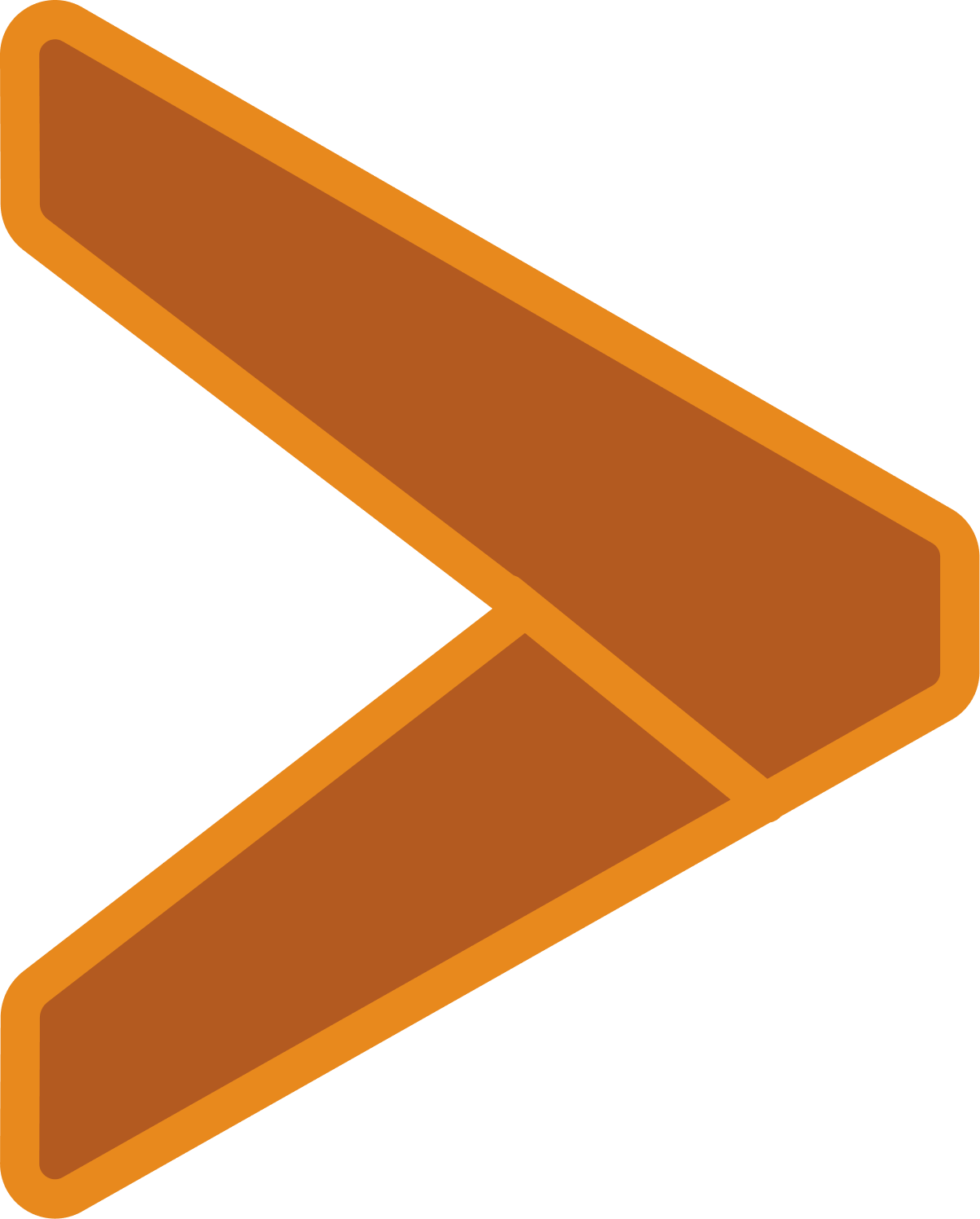 An orange arrow pointing to the right on a white background