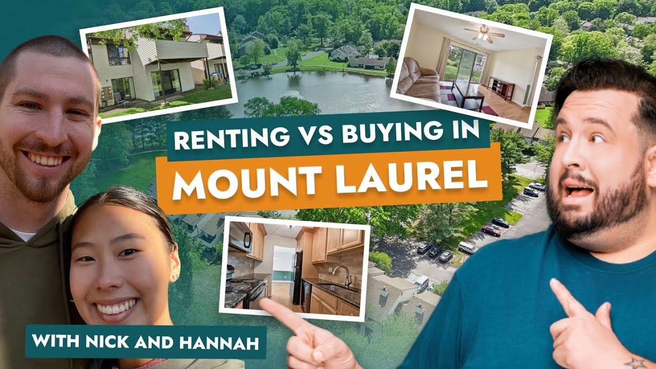 A man and a woman are talking about renting vs buying in mount laurel.