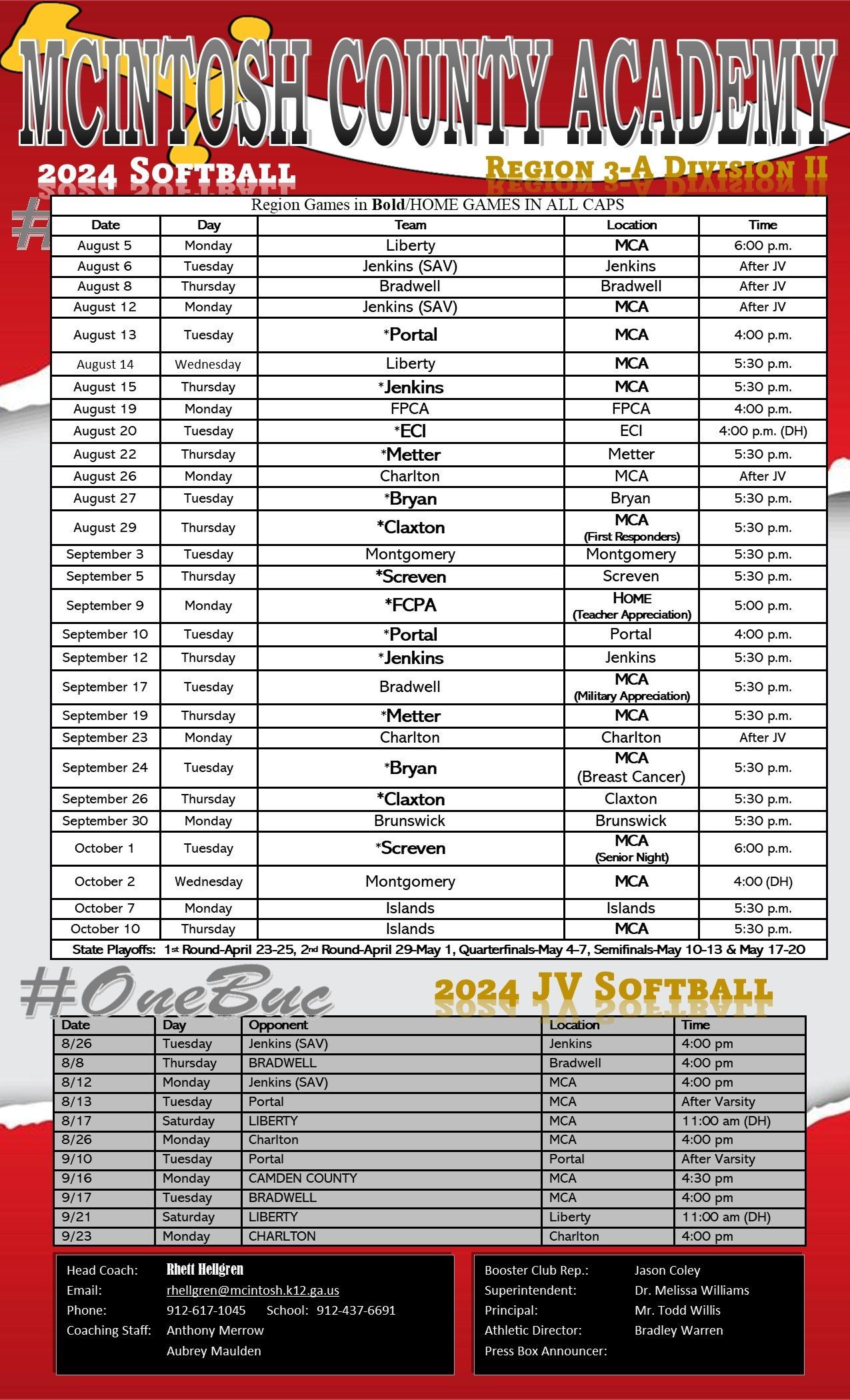 a baseball schedule for the buccaneers is shown on a white background .