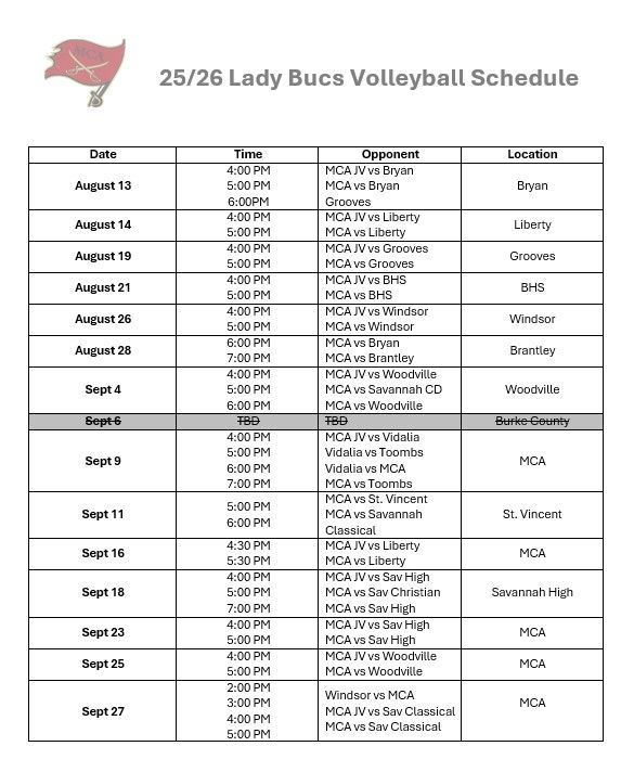 a volleyball schedule for mcintosh county academy