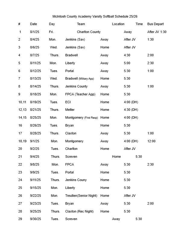 a baseball schedule for the buccaneers is shown on a white background .