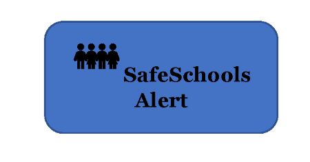 a blue button that says safeschools alert on it