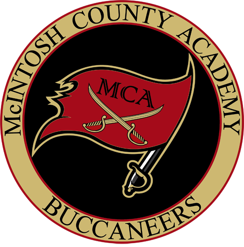 a logo for mcintosh county academy buccaneers