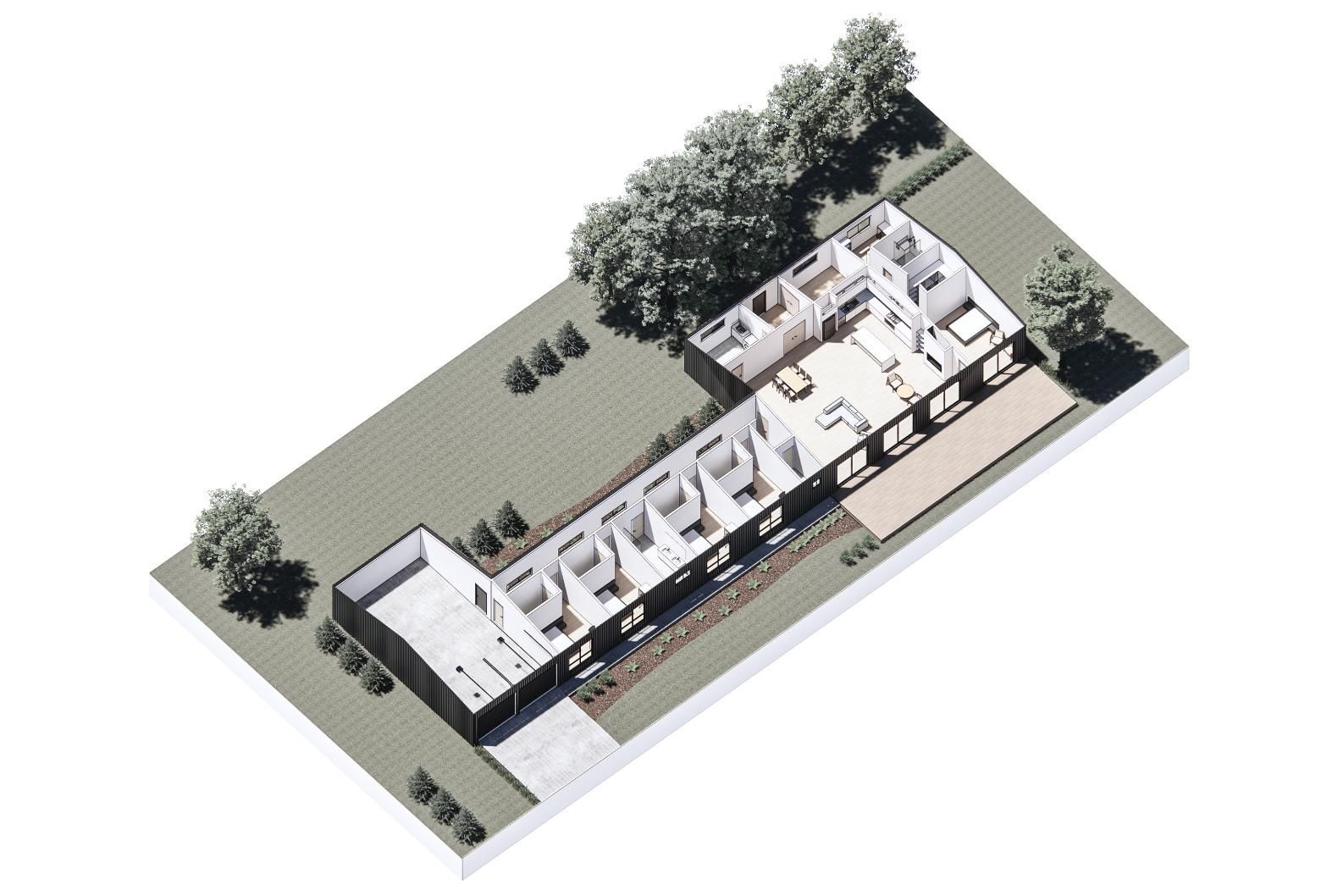 An Aerial View of A Building with Trees in The Background — Clearspan Builders In Queanbeyan East, NSW