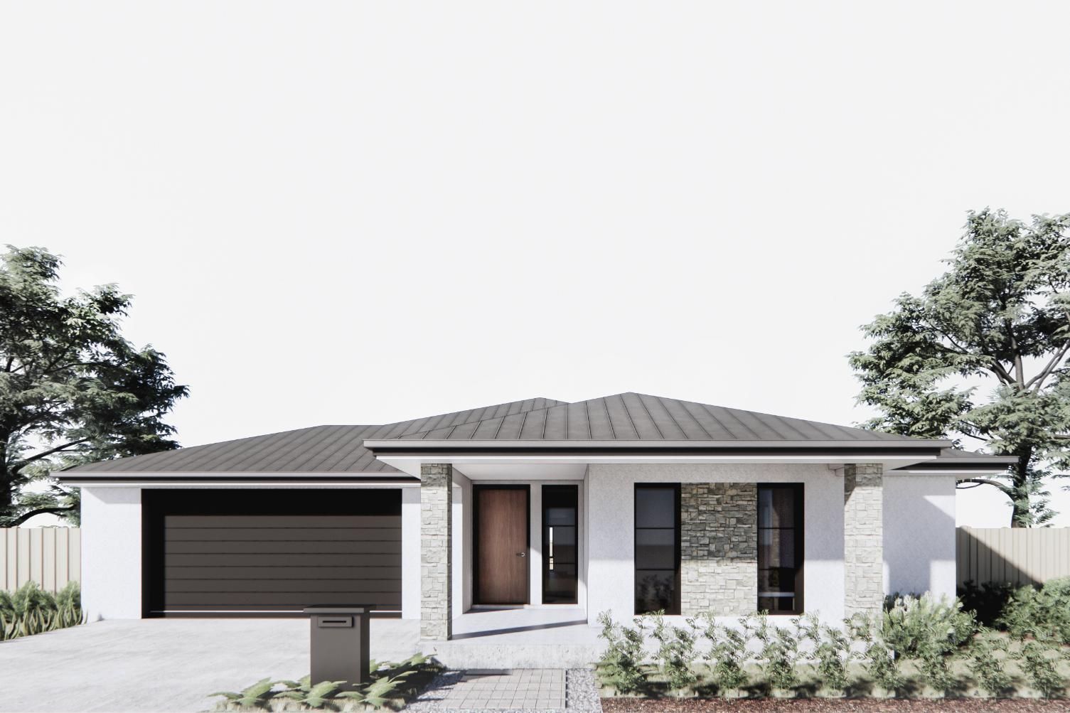 A White House with A Black Roof and A Black Garage Door — Clearspan Builders In Queanbeyan East, NSW