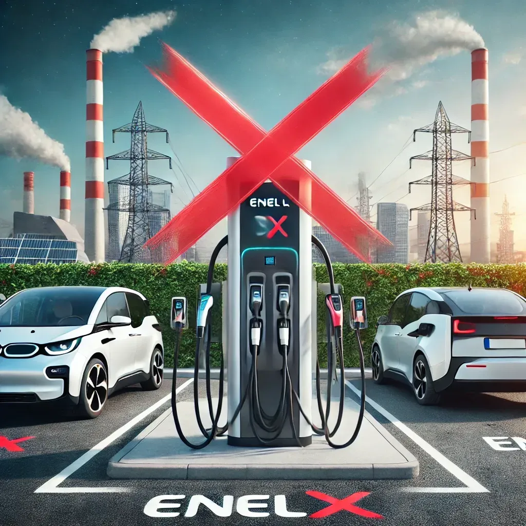 Electric vehicles charging at a station labeled 