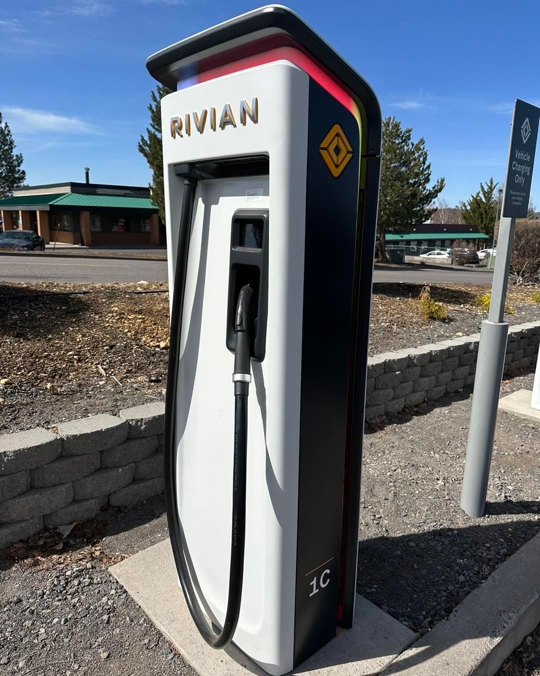 An electric vehicle charging station labeled