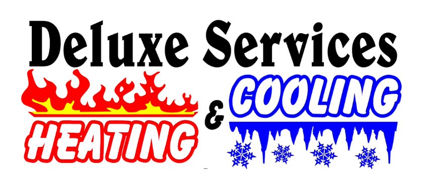 A logo for deluxe services heating and cooling