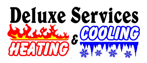 A logo for deluxe services heating and cooling