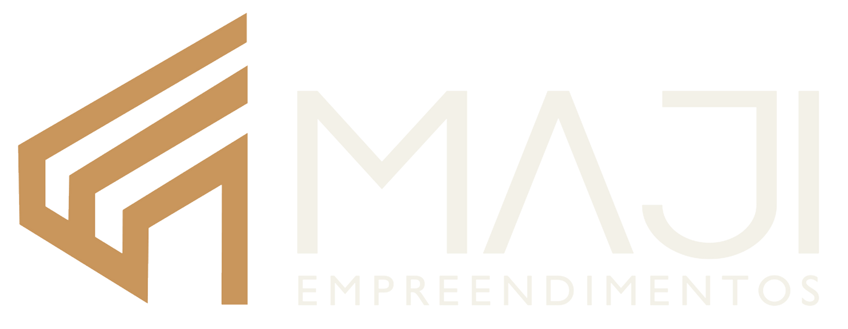 É um logotipo de uma empresa chamada maji empreendimentos.