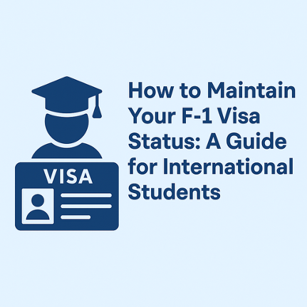A silhouette of a person with a graduation hat and text that says How to maintain your f-1 visa status: a guide for international students