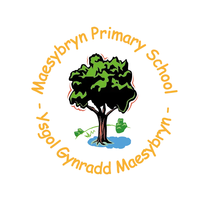 Logo for Ysgol Gynradd Maesybyrn - Maesybyrn Primary School. Features a tree inside a yellow circle.