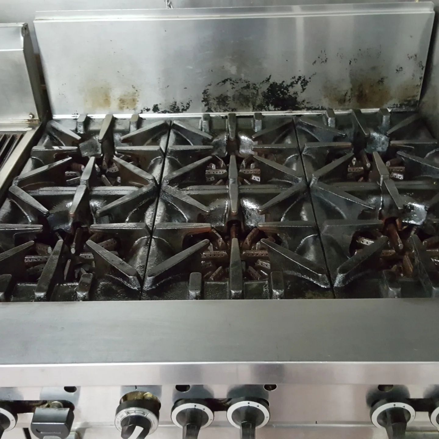 Commercial Gas Stove With Eight Burners — Central Coast Commercial Kitchen Cleaning in Tuggerah, NSW