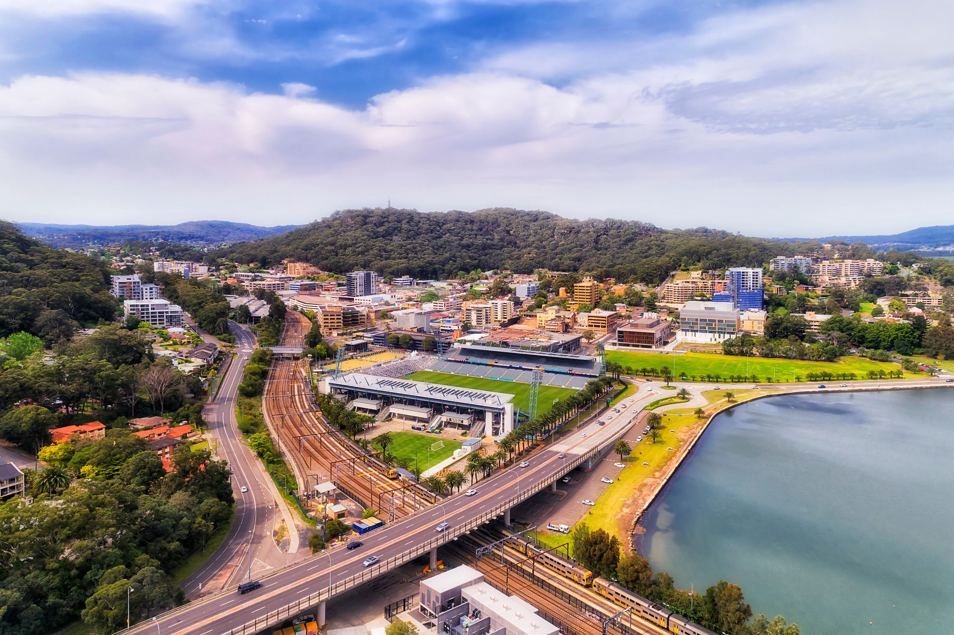 Aerial View of a City Beside a Lake — Central Coast Commercial Kitchen Cleaning in Gosford, NSW