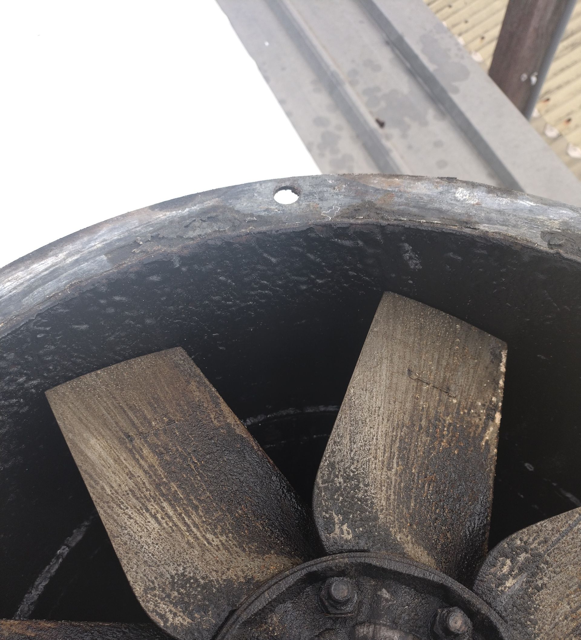 Black Industrial Fan With Dirty Blades — Central Coast Commercial Kitchen Cleaning in Tuggerah, NSW