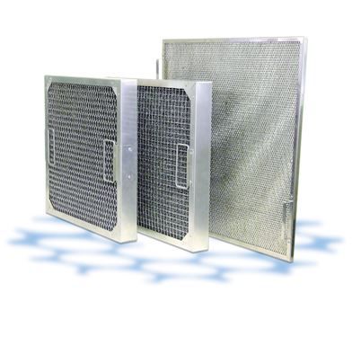 Three metal mesh grease filters, varying in size, with silver frames - — Central Coast Commercial Kitchen Cleaning in Gosford, NSW