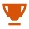 An orange trophy icon on a white background.