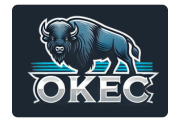 A logo for oklahoma kitchen exhaust cleaning with a bison on it.