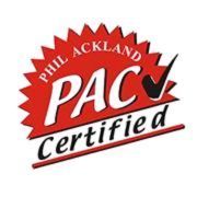 Certified to meet NFPA 96 standards A phil ackland pac certified logo with a check mark on it.