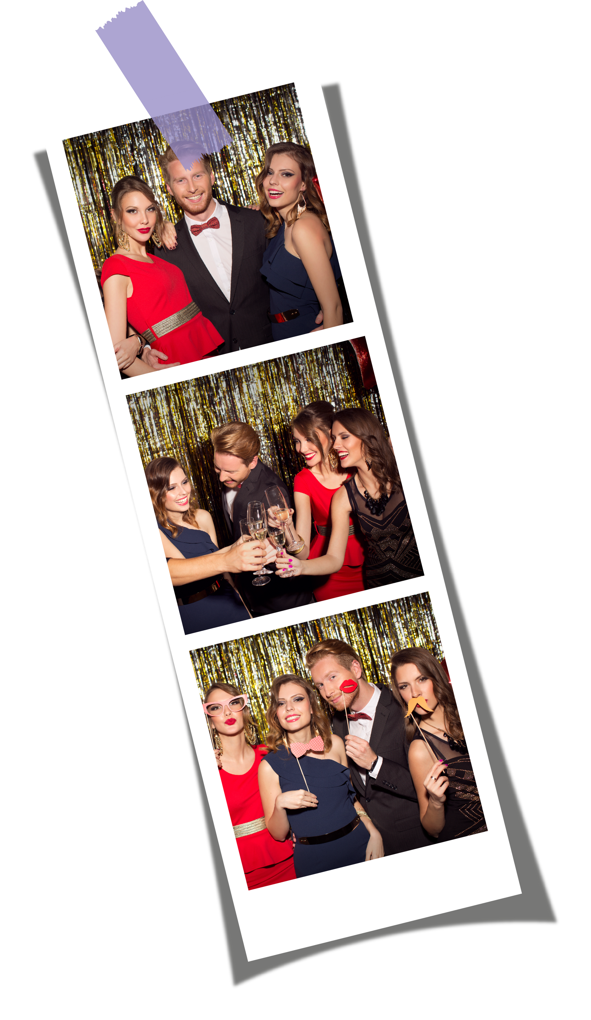 A group of people are posing for a picture in a photo booth.