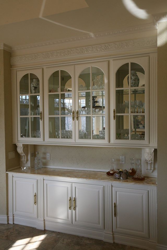 white wood cabinets