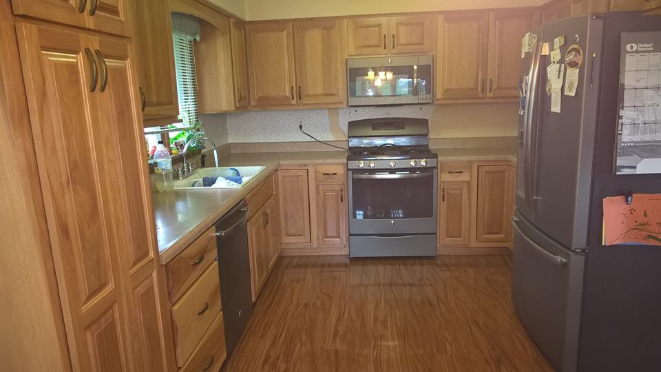 wood cabinets in kitchen