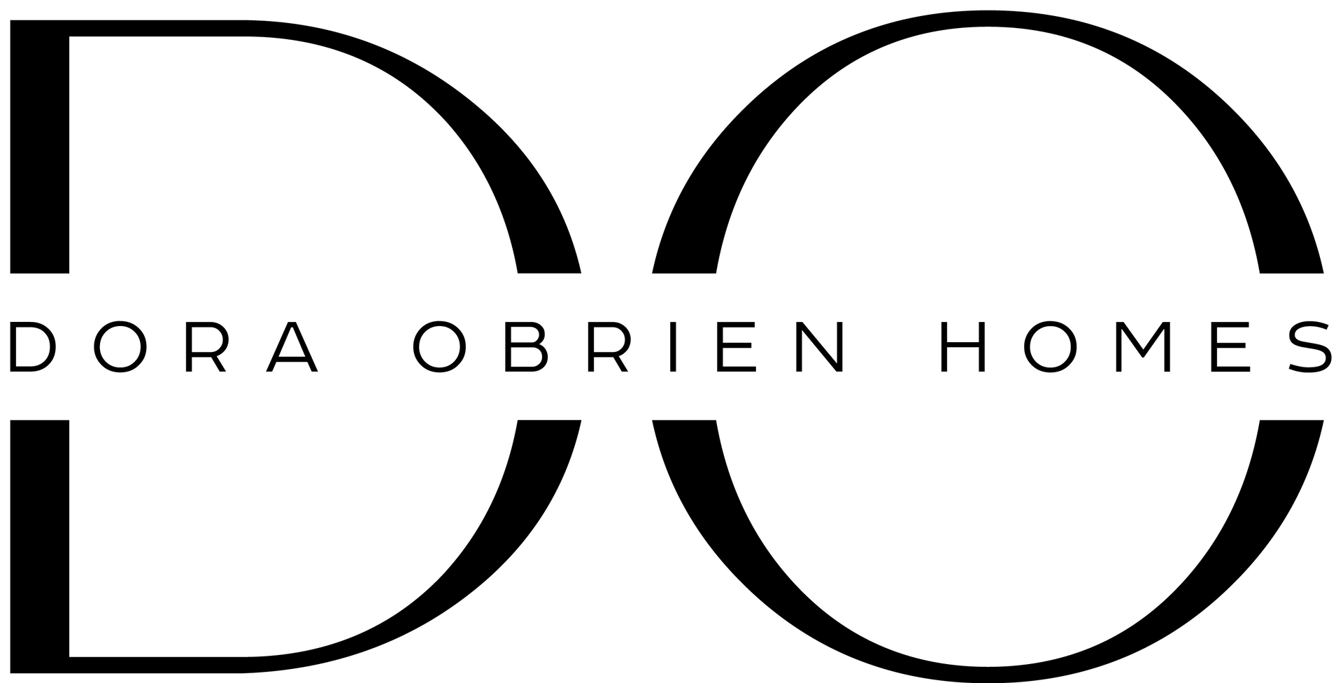 The logo for dora obrien homes is black and white.