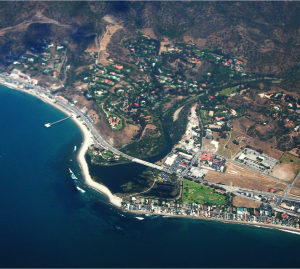 An aerial view of a large body of water