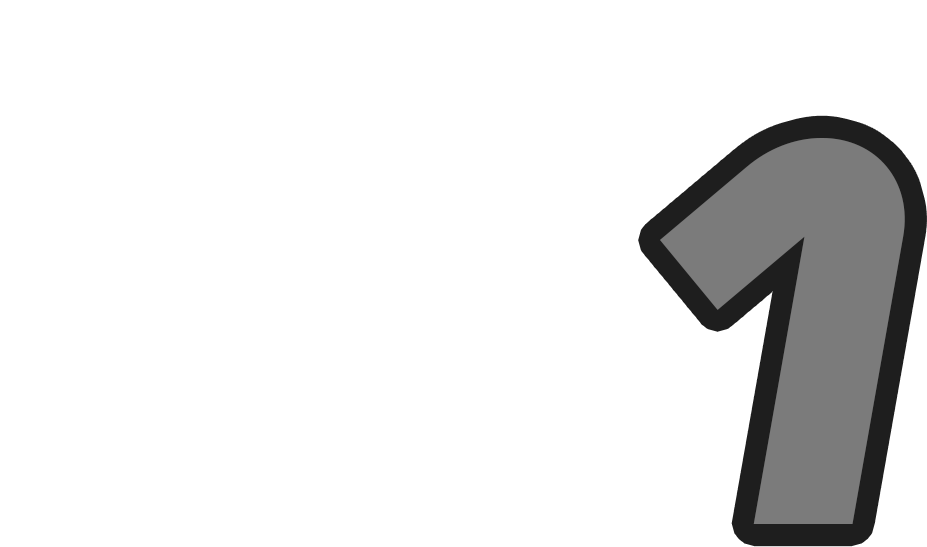 A cartoon drawing of a number one on a white background.