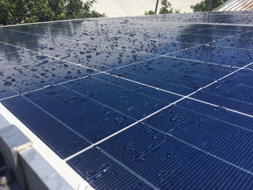 A Close up Of a Solar Panel with Water Drops — Solar Blessing in Stanthorpe, QLD