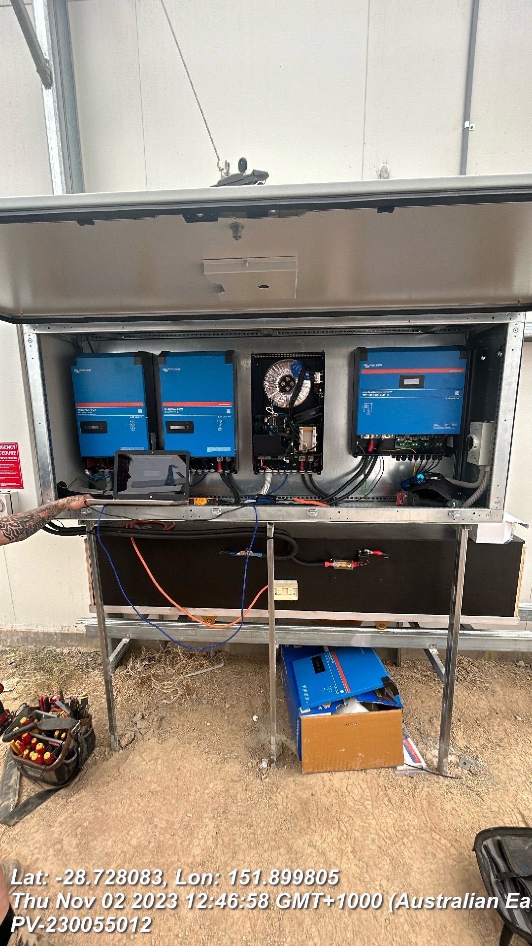 A Worker Is Marking Hole Position on Frame For A Solar Panel Installation in A Field — Solar Blessing in Stanthorpe, QLD