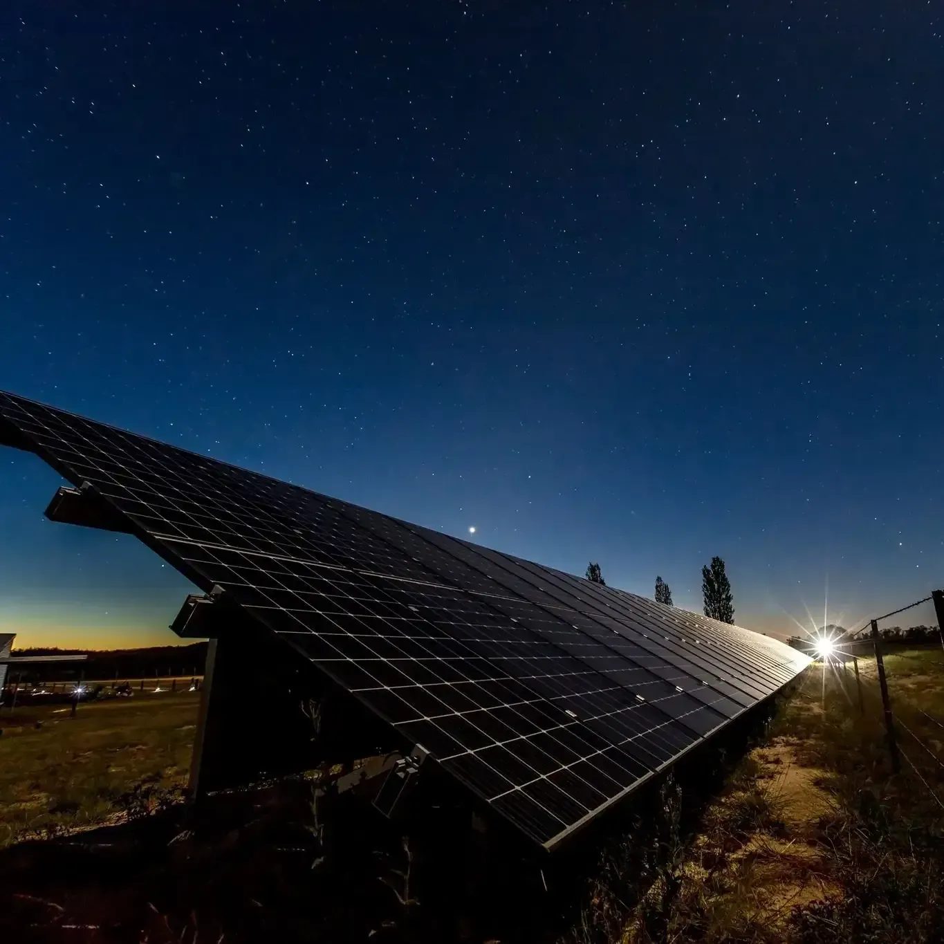 A Row of Solar Panels Against a Starry Night Sky — Solar Blessing in Stanthorpe, QLD