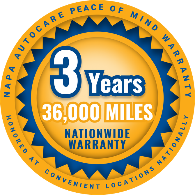 NAPA 3 Years / 36,000 Miles Nationwide Warranty