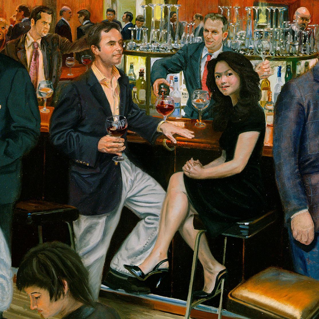 Bar At The Four Seasons |  Figurative Oil Painting In Situ